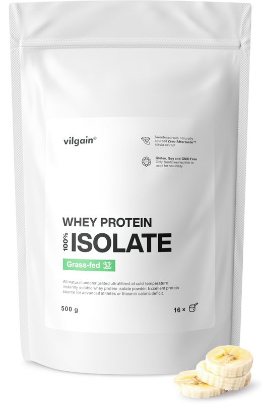 Vilgain Grass-Fed Whey Protein Isolate banán 500 g Obrázek