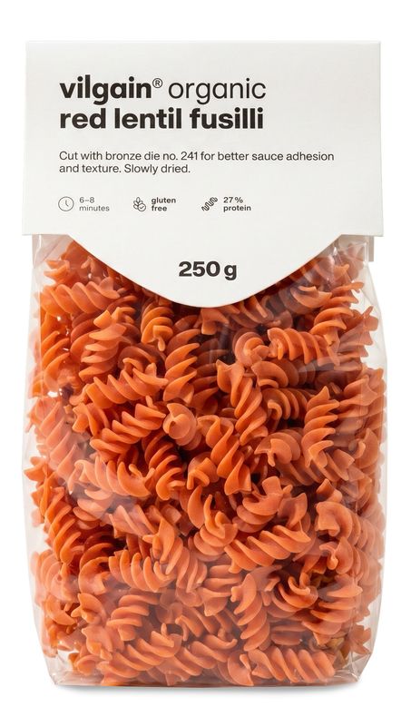 Vilgain Luštěninové těstoviny BIO – fusilli z červené čočky 250 g