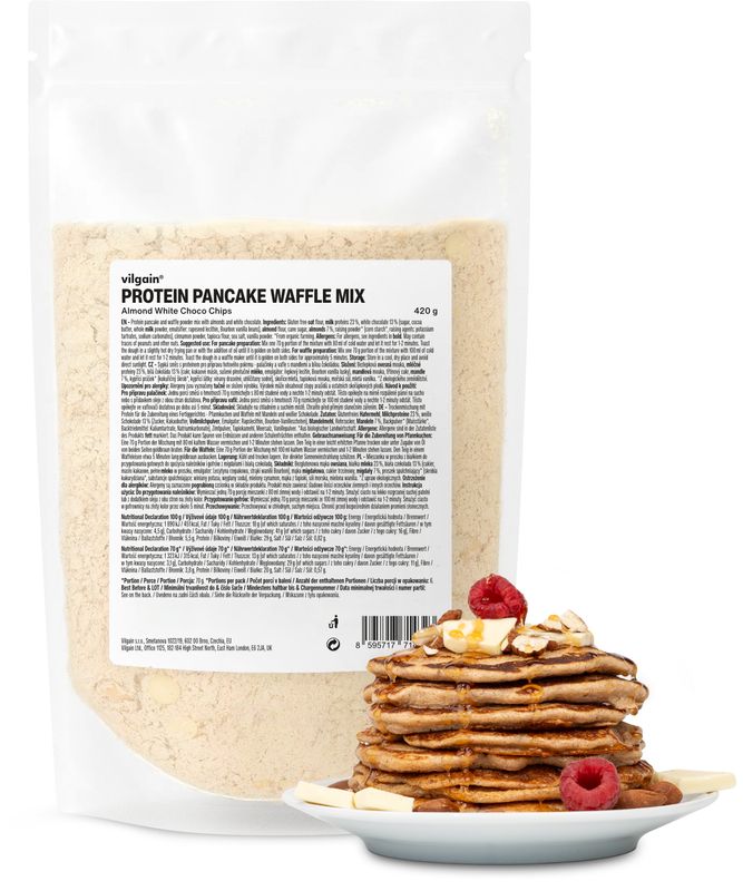 Vilgain Protein Pancake & Waffle Mix mandle s kousky bílé čokolády 420 g