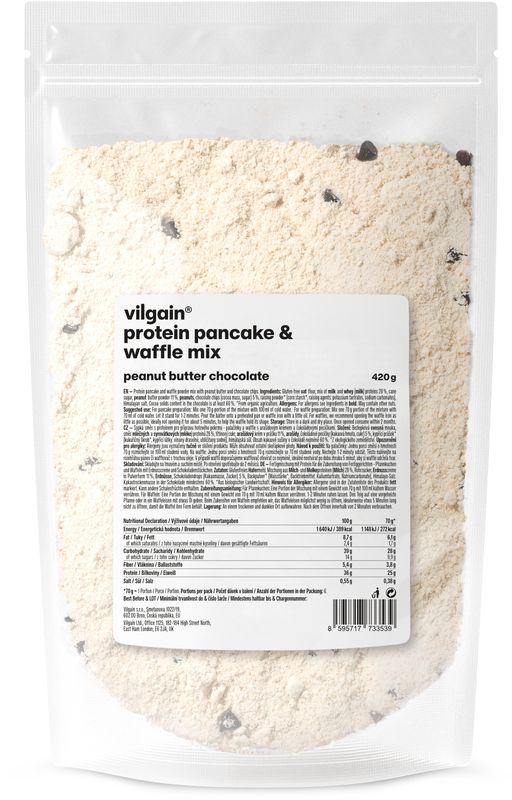 Vilgain Protein Pancake & Waffle Mix – arašídové máslo a čokoláda 420 g