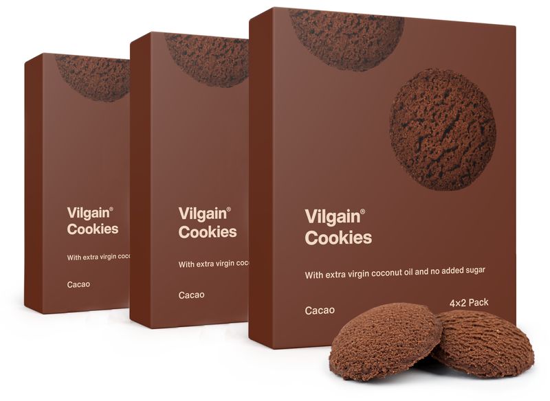 Vilgain Cookies BIO –  3× kakao 135 g (4 x 2 sušienky)