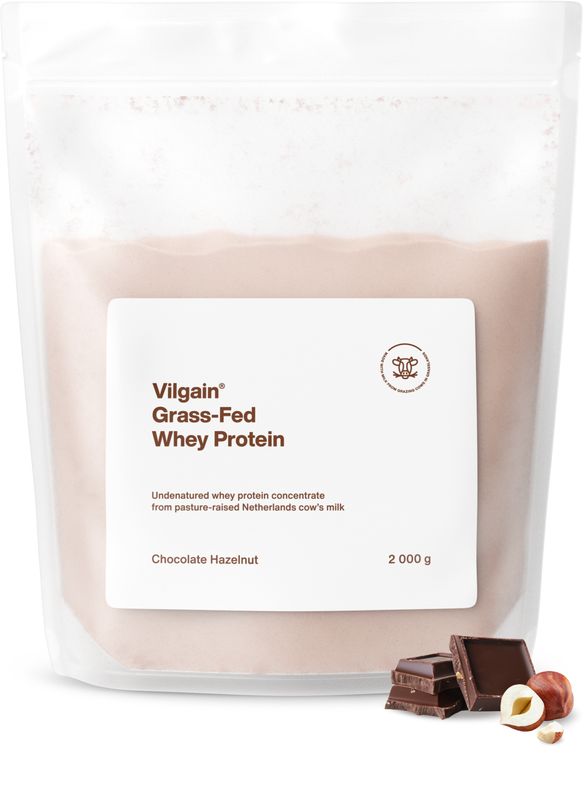 Vilgain Grass-Fed Whey Protein čokoláda/lískový ořech 2000 g Obrázek