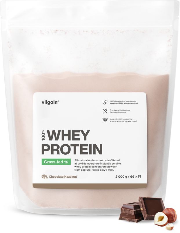 Vilgain Grass-Fed Whey Protein čokoláda/lískový ořech 2000 g Obrázek