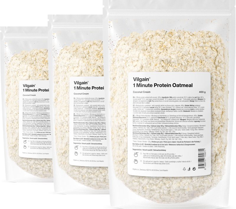 Vilgain Minutová proteinová ovesná kaše – 3× kokosový krém