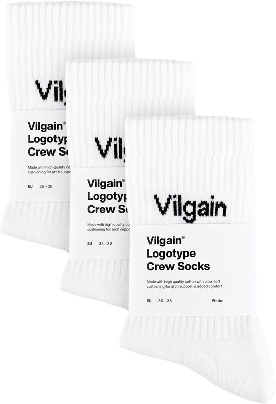 Vilgain Logotype Crew Socks –  3× white