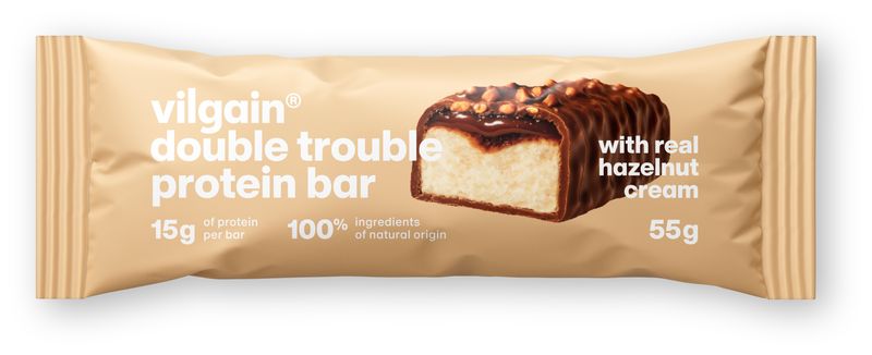 Levně Vilgain Double Trouble Protein Bar – Lískooříškový krém s mléčnou čokoládou 55 g