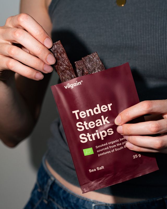 Vilgain Sušené steakové proužky BIO mořská sůl 25 g Obrázek