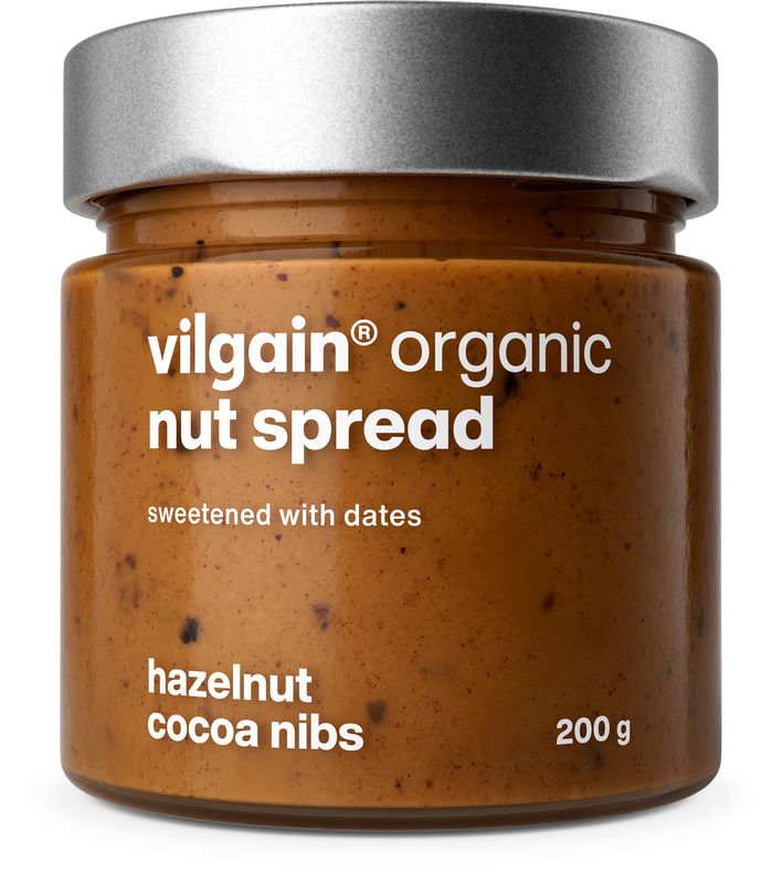 Vilgain Nut Spread sladený datľami BIO –  3× lieskové orechy a kakaové bôby 200 g