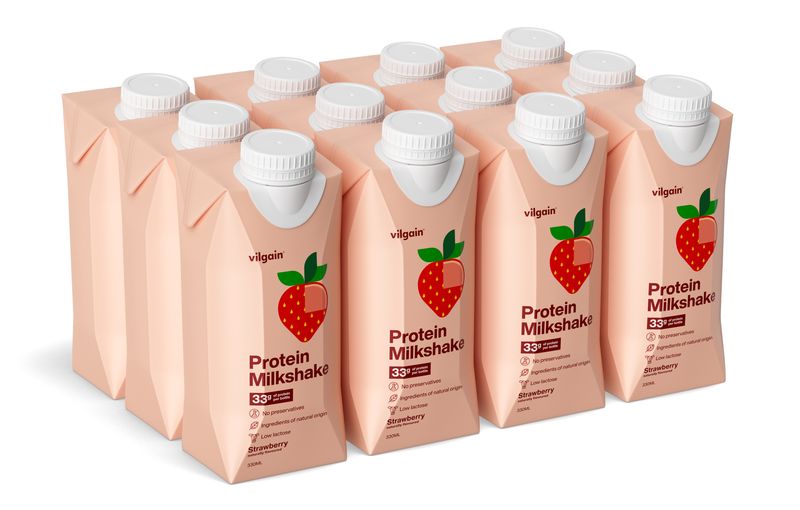 Levně Vilgain Protein Milkshake – 12× jahoda 330 ml