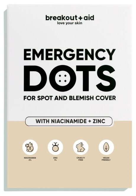 Breakout+aid Náplasti na lokální ošetření akné – s niacinamidem a zinkem 72 kusů