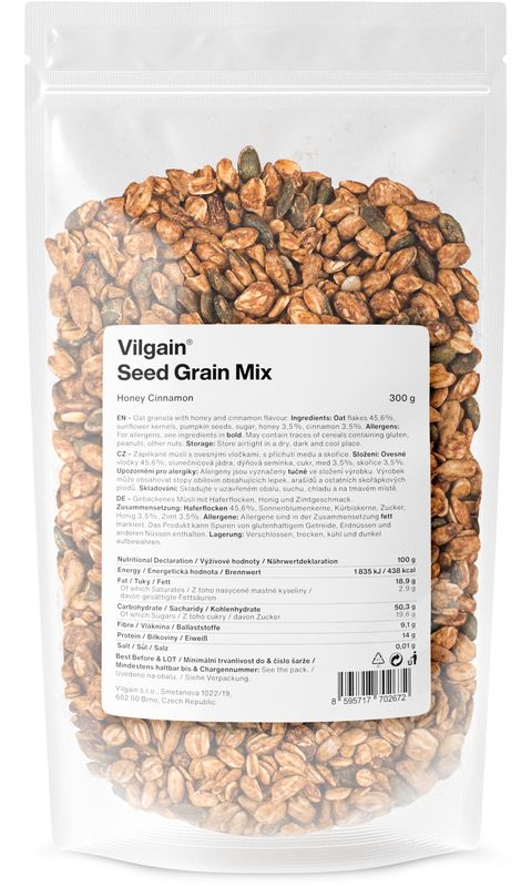 Vilgain Seed Grain Mix med a skořice 300 g Obrázek