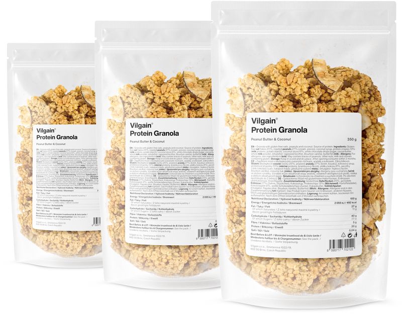 Vilgain Protein Granola –  3× Arašídové máslo s kokosem 350 g