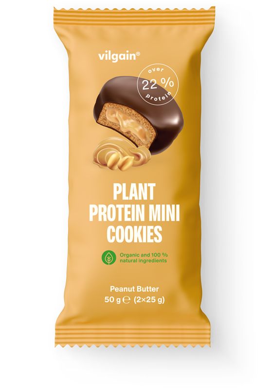 Levně Vilgain Plant Protein Mini Cookies BIO – arašídové máslo 50 g (2 x 25 g)