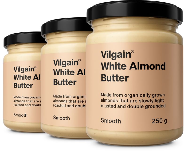 Levně Vilgain Bílé mandlové máslo z blanšírovaných mandlí BIO – 3× smooth 250 g