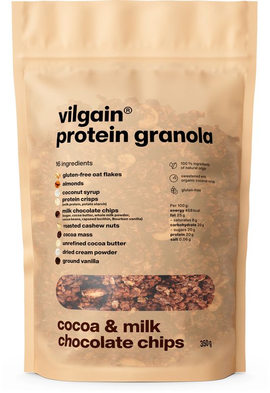 Levně Vilgain Protein Granola – Kakao a mléčná čokoláda 350 g