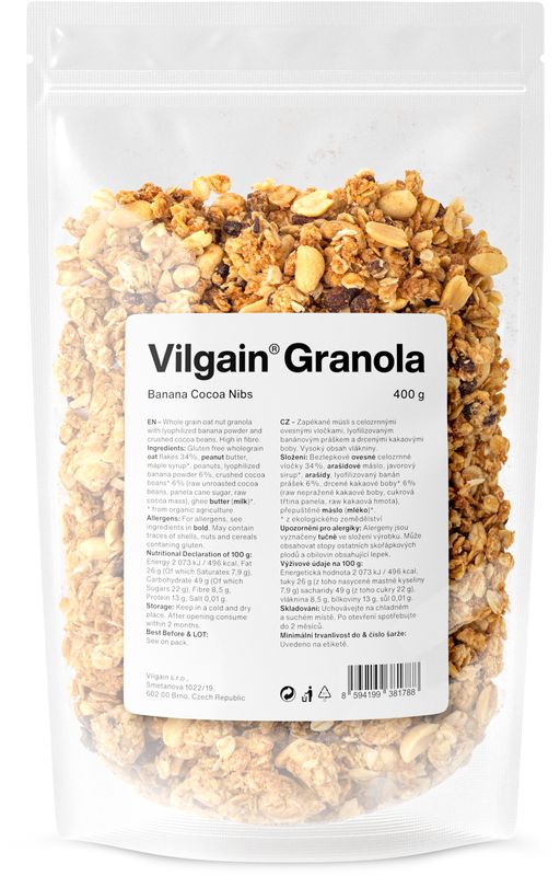 Vilgain Granola banán a kakaové nibsy 400 g Obrázek