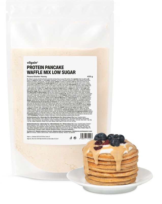 Vilgain Protein Pancake & Waffle Mix Low Sugar Arašídové máslo s medem 420 g