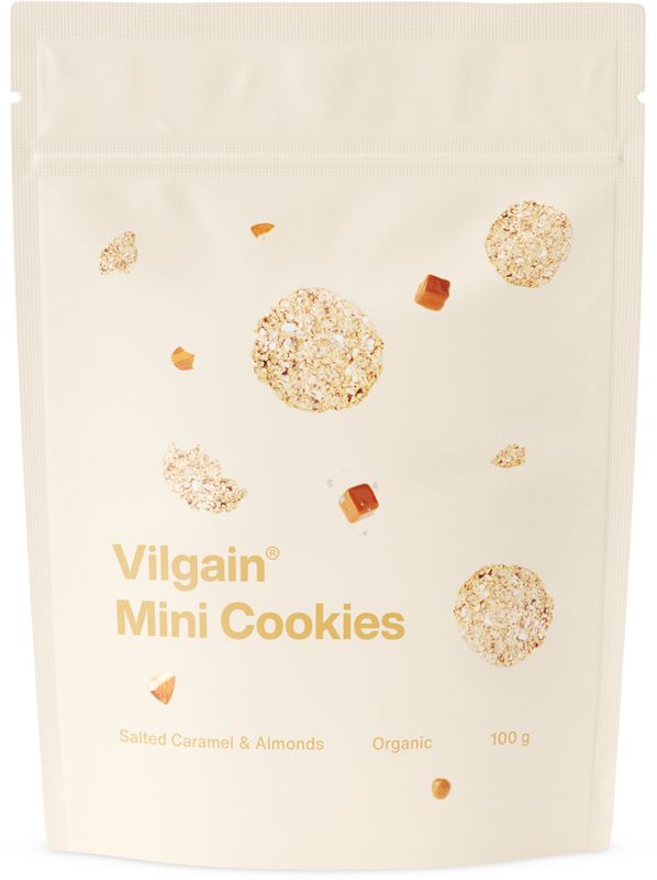 Vilgain Mini Cookies BIO slaný karamel s mandlemi 100 g Obrázek