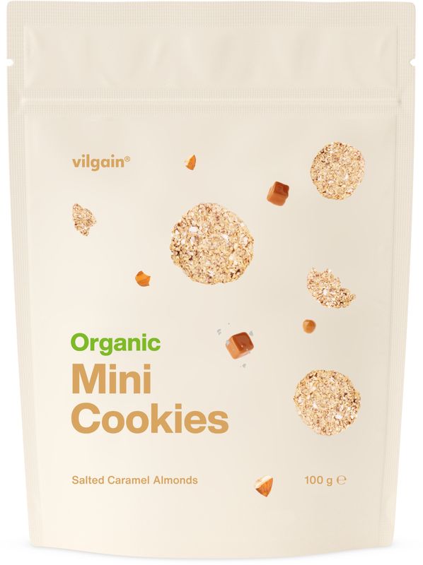 Levně Vilgain Mini Cookies BIO – slaný karamel s mandlemi 100 g
