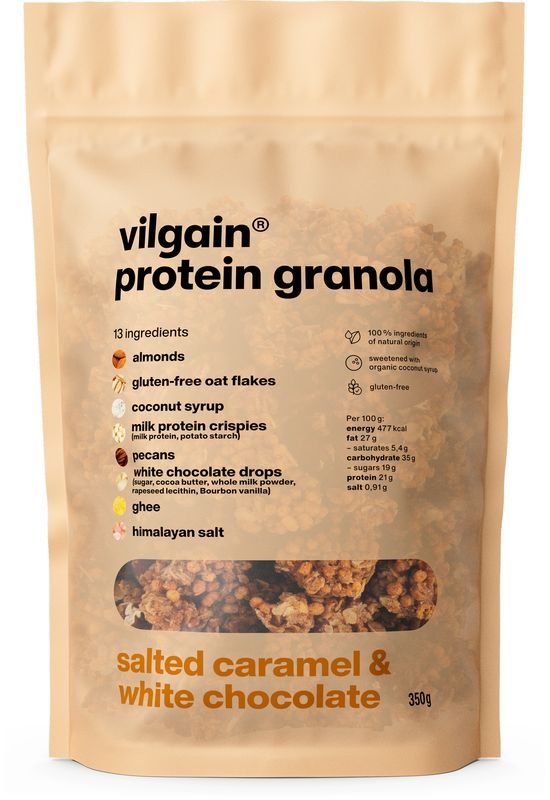 Levně Vilgain Protein Granola – slaný karamel s bílou čokoládou 350 g