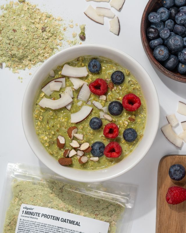 Vilgain Minútová proteínová kaša – karamel a matcha 400 g Obrázek