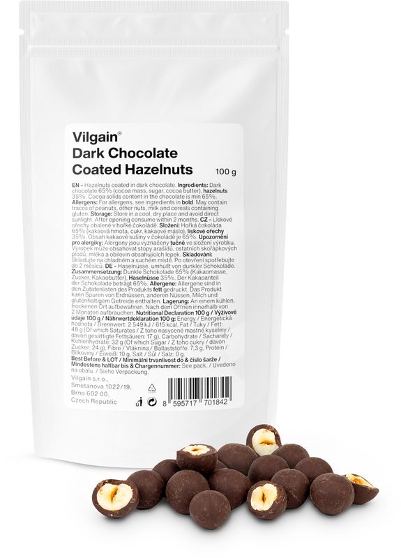 Vilgain Lískové ořechy v hořké čokoládě 100 g
