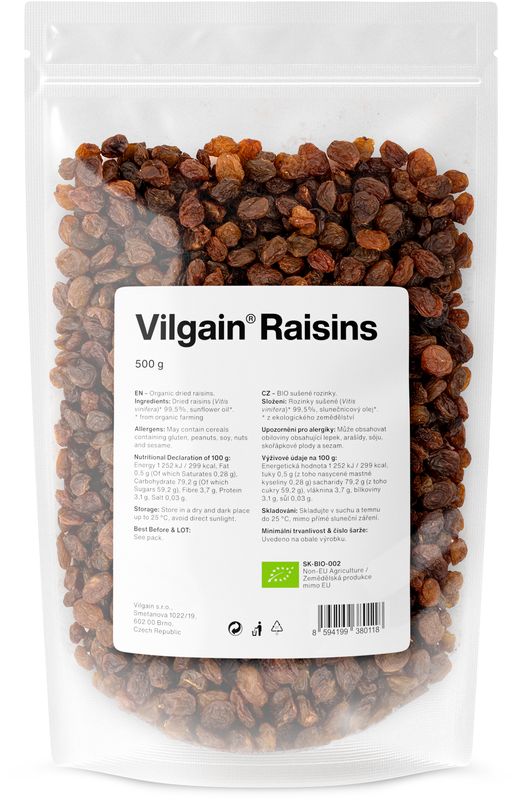 Vilgain Rozinky BIO 500 g Obrázek