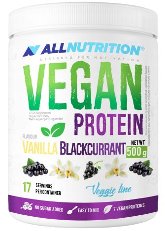 AllNutrition Vegan Protein – vanilka/čierne ríbezle 500 g