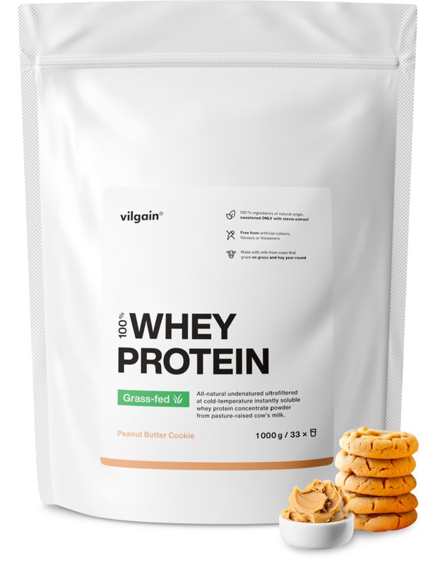 Vilgain Grass-Fed Whey Protein – Keksz mogyoróvajjal 1000 g akciós termékkép 1