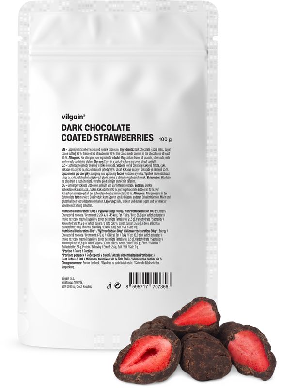 Vilgain Lyofilizované jahody v čokoládě hořká čokoláda 100 g