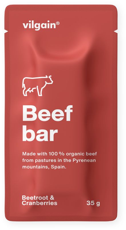 Levně Vilgain Beef Bar BIO – brusinky s řepou 35 g