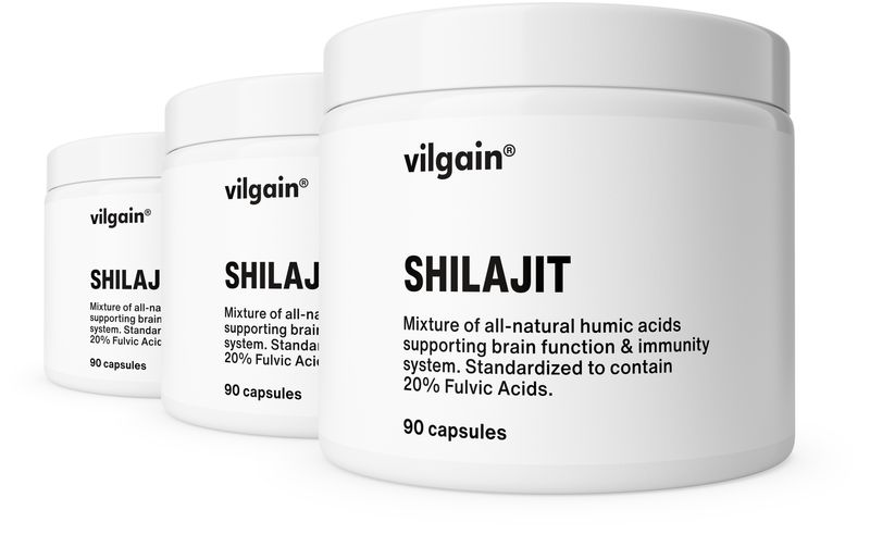 Vilgain Shilajit – 3× 20% extrakt kyseliny fulvové 90 kapslí