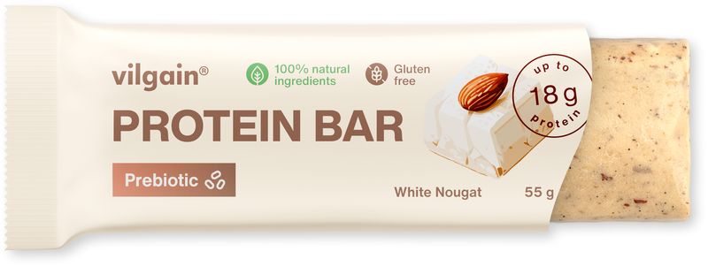 Vilgain Prebiotic Protein Bar – White Nougat 55 g