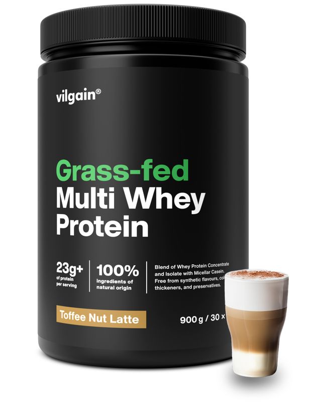 Vilgain Grass-Fed Multi Whey Protein – Toffee Nut Latte 900 g Obrázek