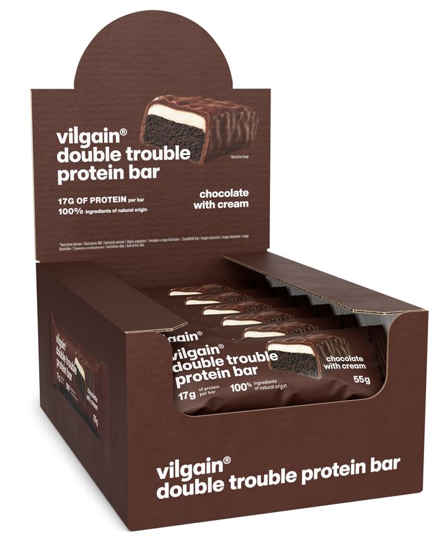 Vilgain Double Trouble Protein Bar –  12× Dvojitá čokoláda s krémem 55 g Obrázek