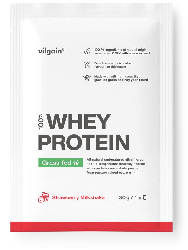 Vilgain Grass-Fed Whey Protein jahodový milkshake 30 g Obrázek