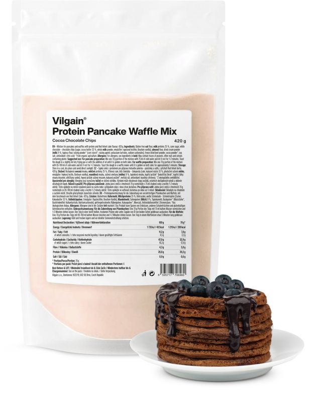 Vilgain Protein Pancake & Waffle Mix kakao s kousky čokolády 420 g Obrázek