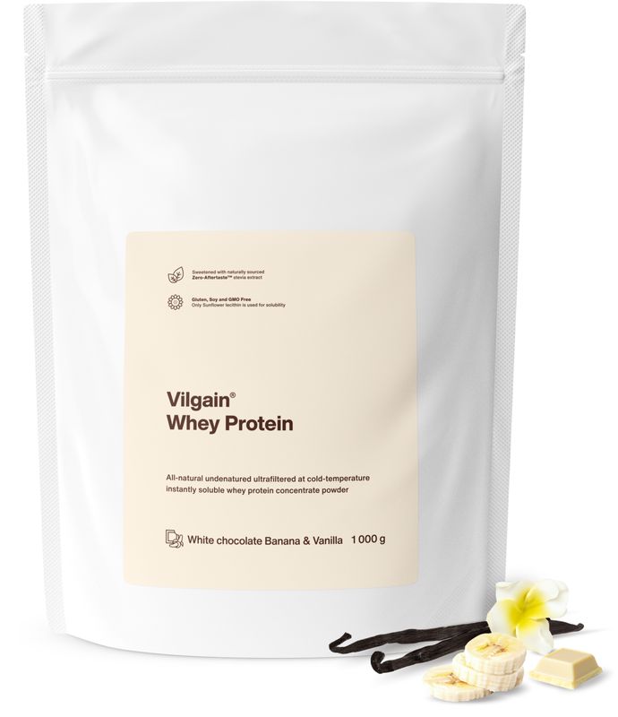 Vilgain Whey Protein bílá čokoláda, banán a vanilka 1000 g Obrázek