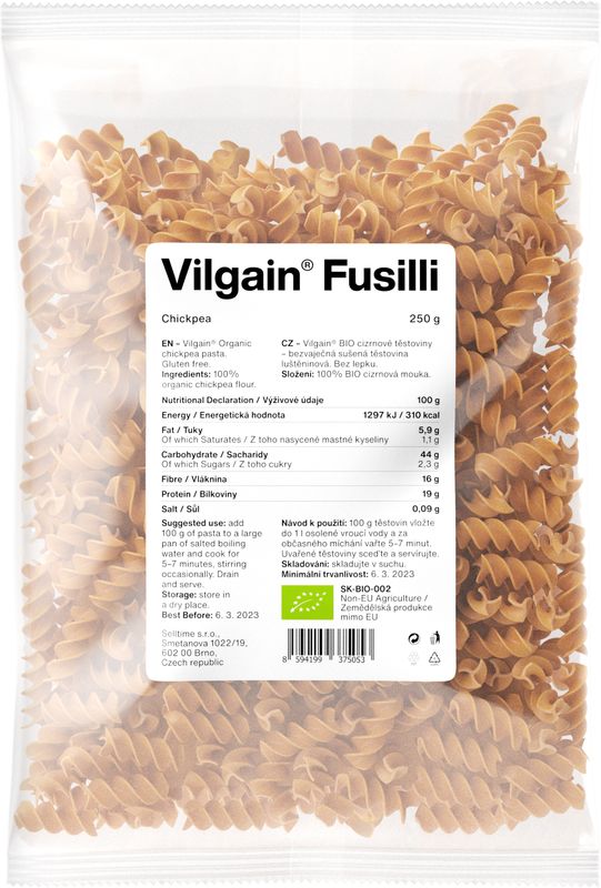 Vilgain Fusilli těstoviny BIO cizrnové 250 g Obrázek