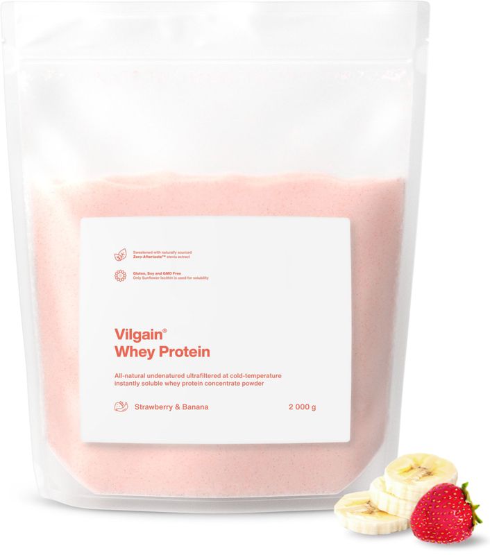 Vilgain Whey Protein jahoda a banán 2000 g Obrázek