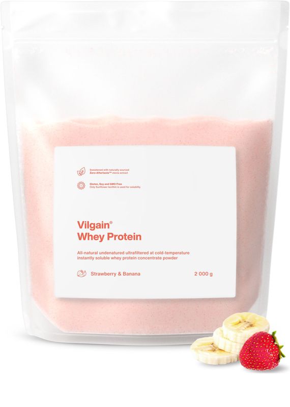 Vilgain Whey Protein jahoda a banán 2000 g Obrázek