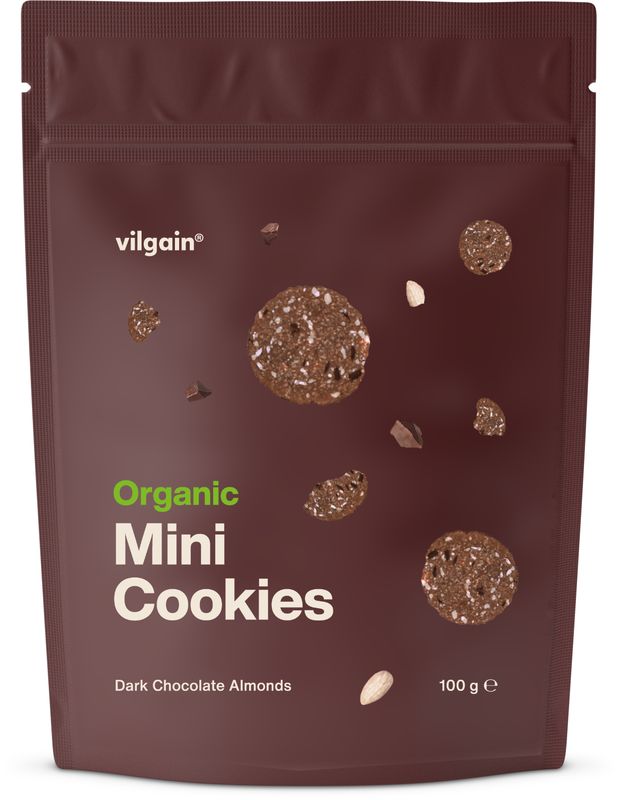 Levně Vilgain Mini Cookies BIO – mandle s hořkou čokoládou 100 g