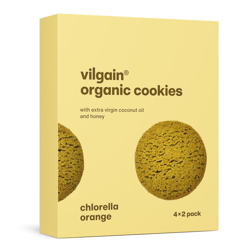 Levně Vilgain Cookies BIO – chlorella a pomeranč 135 g (4 x 2 sušenky)