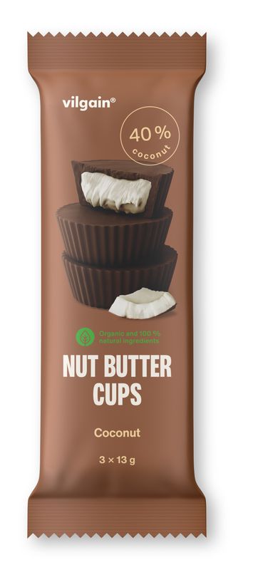 Levně Vilgain Nut Butter Cups BIO – kokos 39 g (3 x 13 g)