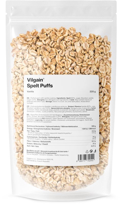 Vilgain Spelt Puffs vanilka 220 g Obrázek