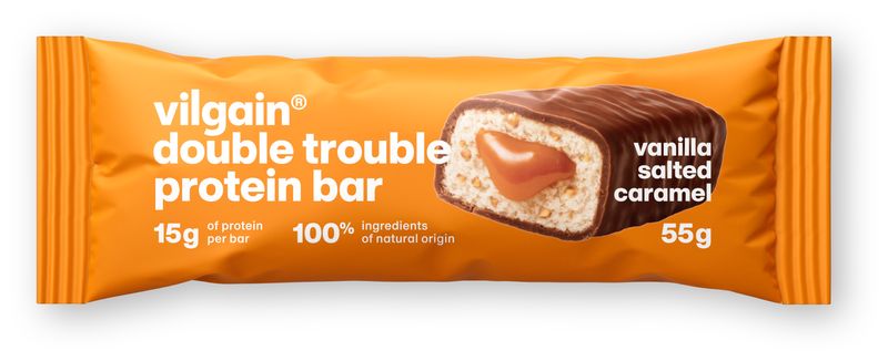 Vilgain Double Trouble Protein Bar – vanilka se slaným karamelem 55 g