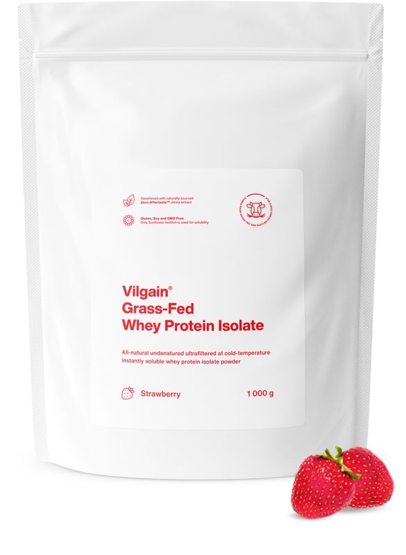 Vilgain Grass-Fed Whey Protein Isolate jahoda 1000 g Obrázek