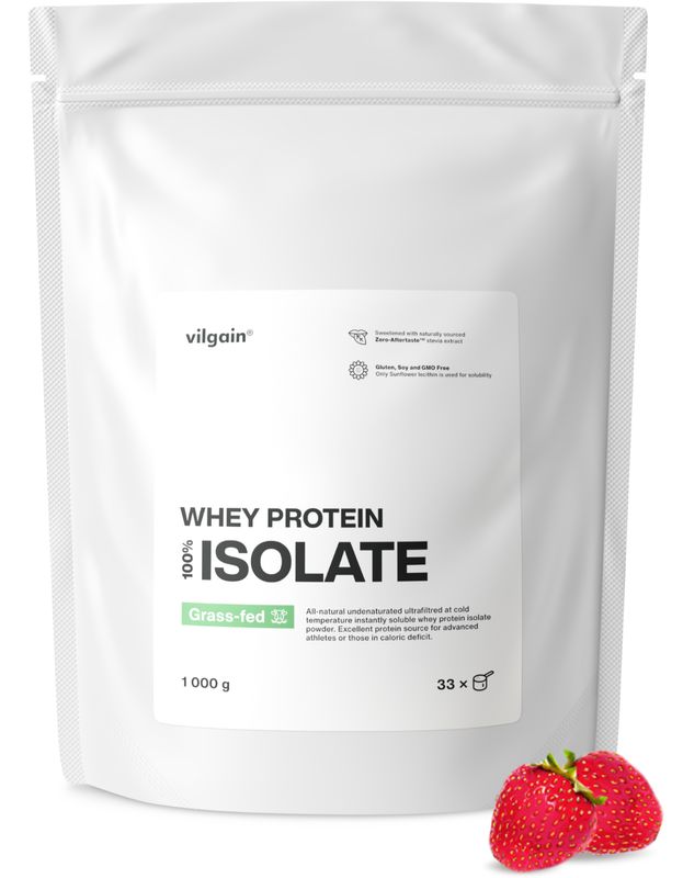 Vilgain Grass-Fed Whey Protein Isolate jahoda 1000 g Obrázek