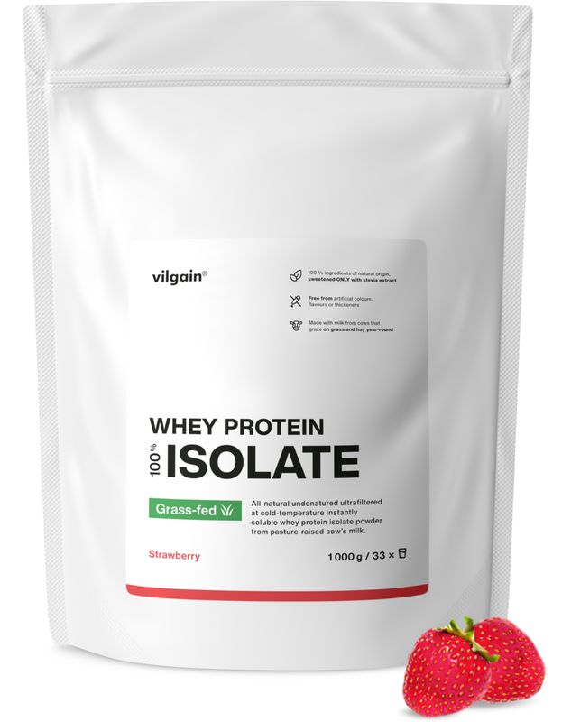 Vilgain Grass-Fed Whey Protein Isolate jahoda 1000 g Obrázek