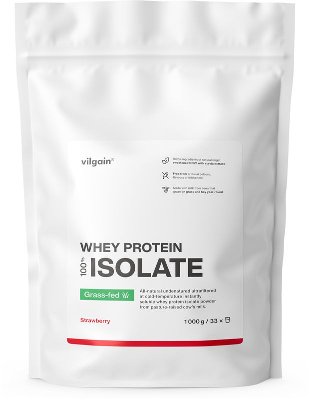 Levně Vilgain Grass-Fed Whey Protein Isolate – jahoda 1 000 g
